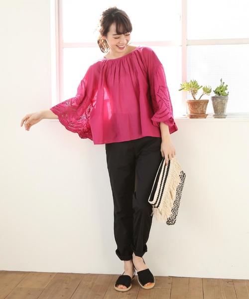 coen(コーエン)の「【『リンネル』6月号掲載・Market】スカラップレーススリーブブラウス(シャツ/ブラウス・レディース・ライトブルー/マスタード/ピンク/ブラック・FREE)」の18枚目の写真