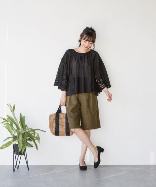 coen(コーエン)の「【『リンネル』6月号掲載・Market】スカラップレーススリーブブラウス(シャツ/ブラウス・レディース・ライトブルー/マスタード/ピンク/ブラック・FREE)」の16枚目の写真