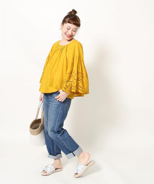 coen(コーエン)の「【『リンネル』6月号掲載・Market】スカラップレーススリーブブラウス(シャツ/ブラウス・レディース・ライトブルー/マスタード/ピンク/ブラック・FREE)」の11枚目の写真