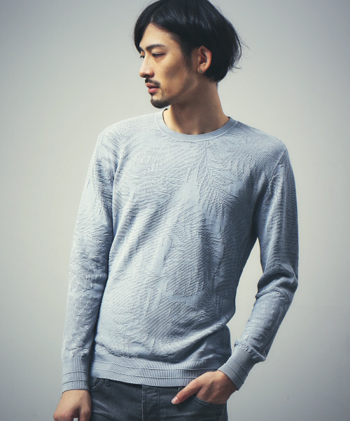 5351 POUR LES HOMMES(ゴーサンゴーイチプールオム)の「ストーンウォッシュニット(ニット/セーター・メンズ・インディゴブルー/ピンク/ブラック・44/46/48)」の1枚目の写真