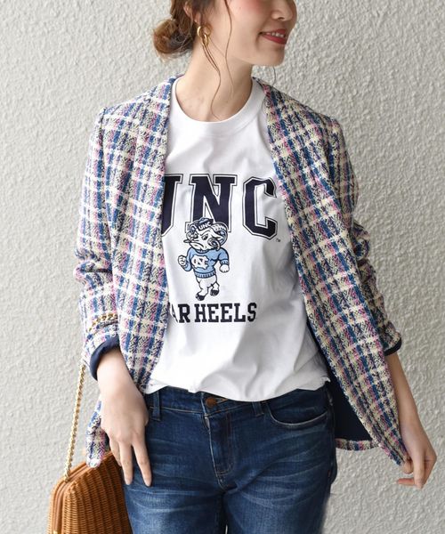 SHIPS（シップス）の「カレッジプリントTee◇（Tシャツ/カットソー・レディース・ホワイト/ライトホワイト/ネイビー・ONE SIZE）」の2枚目の写真