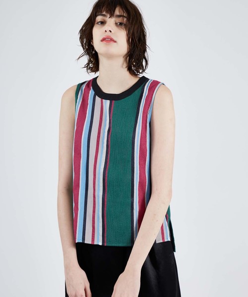 UNITED TOKYO（ユナイテッドトウキョウ）の「マルチストライプトップス（Tシャツ/カットソー・レディース・ピンク/マスタード・1）」の4枚目の写真