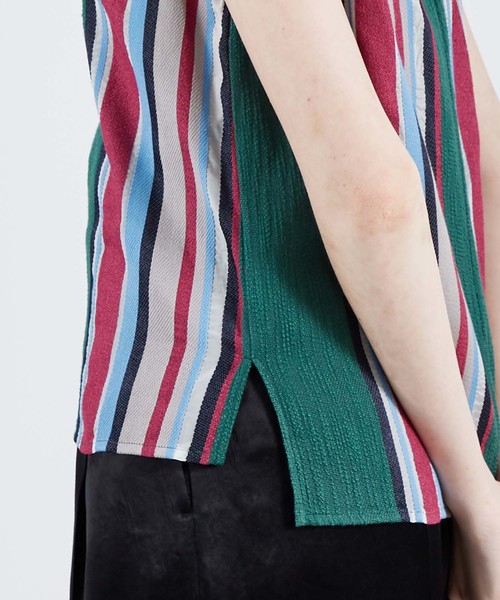 UNITED TOKYO（ユナイテッドトウキョウ）の「マルチストライプトップス（Tシャツ/カットソー・レディース・ピンク/マスタード・1）」の3枚目の写真