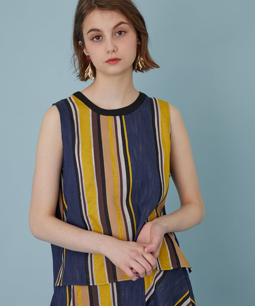 UNITED TOKYO（ユナイテッドトウキョウ）の「マルチストライプトップス（Tシャツ/カットソー・レディース・ピンク/マスタード・1）」の12枚目の写真