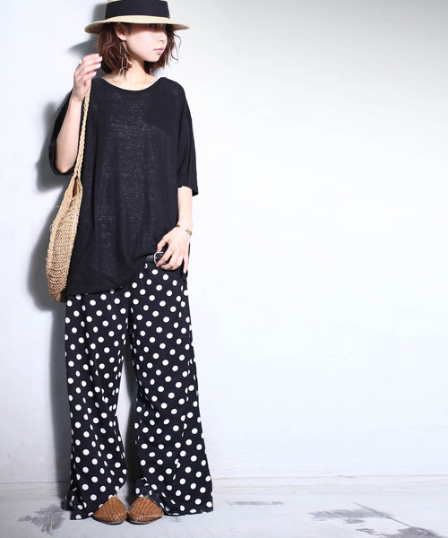 antiqua（アンティカ）の「ドットワイドパンツ（その他パンツ・レディース・ブラック・FREE）」の2枚目の写真