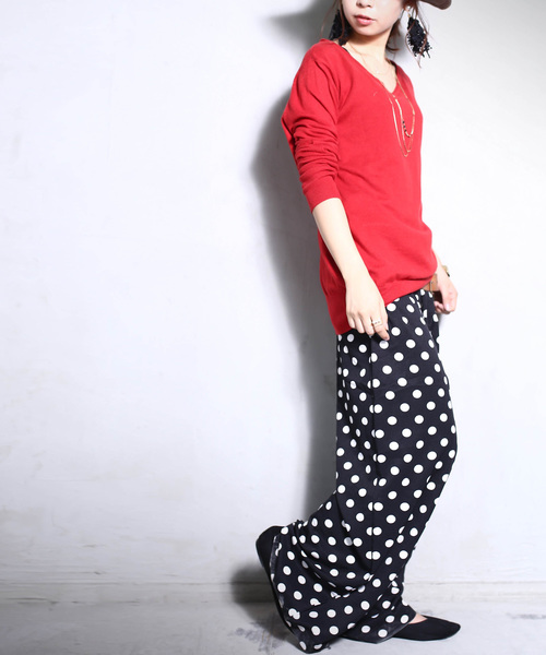 antiqua（アンティカ）の「ドットワイドパンツ（その他パンツ・レディース・ブラック・FREE）」の4枚目の写真