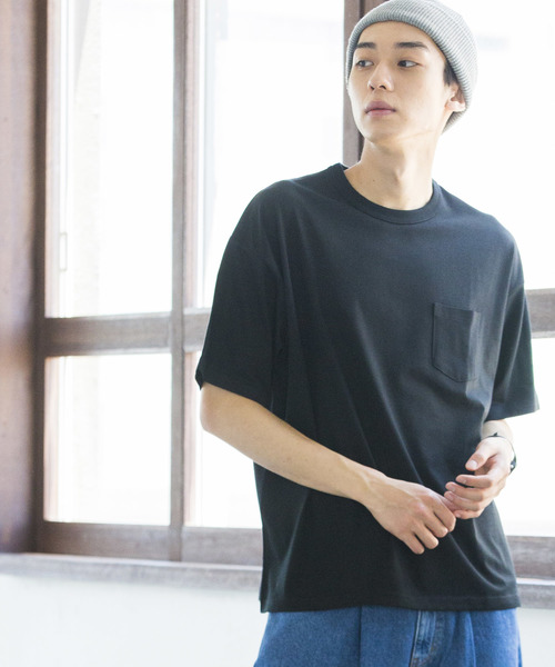 WEGO（ウィゴー）の「WEGO/カラービッグシルエットポケットTシャツ（Tシャツ/カットソー・メンズ・ダークグリーン/ホワイト/ブラウン/ブラック/ネイビー/ワイン・LARGE/SMALL/MEDIUM）」の3枚目の写真