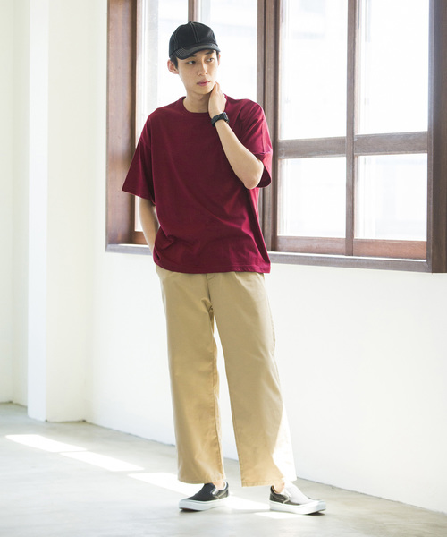 WEGO（ウィゴー）の「WEGO/カラービッグシルエットポケットTシャツ（Tシャツ/カットソー・メンズ・ダークグリーン/ホワイト/ブラウン/ブラック/ネイビー/ワイン・LARGE/SMALL/MEDIUM）」の9枚目の写真