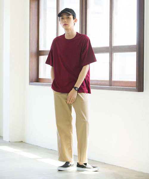 WEGO（ウィゴー）の「WEGO/カラービッグシルエットポケットTシャツ（Tシャツ/カットソー・メンズ・ダークグリーン/ホワイト/ブラウン/ブラック/ネイビー/ワイン・LARGE/SMALL/MEDIUM）」の10枚目の写真