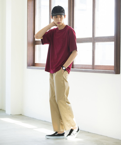 WEGO（ウィゴー）の「WEGO/カラービッグシルエットポケットTシャツ（Tシャツ/カットソー・メンズ・ダークグリーン/ホワイト/ブラウン/ブラック/ネイビー/ワイン・LARGE/SMALL/MEDIUM）」の12枚目の写真