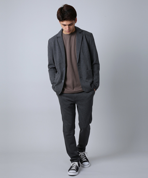 Ressaca(レサーカ)の「T/Cダンボールカルゼ テーラードジャケット+テーパードパンツ セットアップ(セットアップ・メンズ・ブラック/ネイビー/グレー/チャコール・M/L)」の3枚目の写真