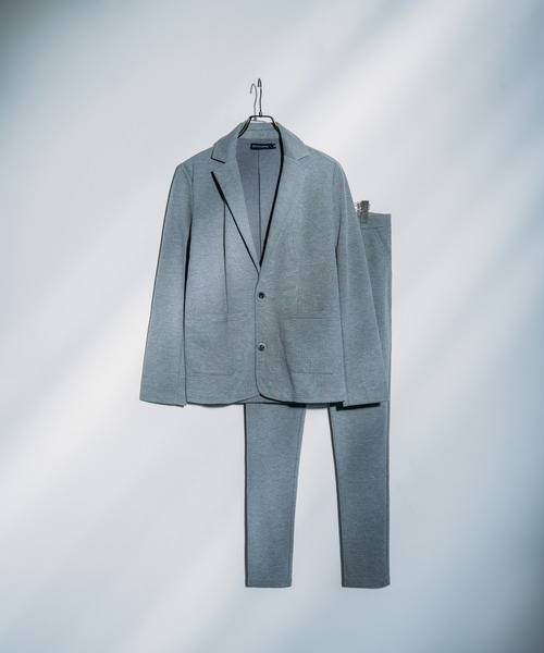 Ressaca(レサーカ)の「T/Cダンボールカルゼ テーラードジャケット+テーパードパンツ セットアップ(セットアップ・メンズ・ブラック/ネイビー/グレー/チャコール・M/L)」の2枚目の写真