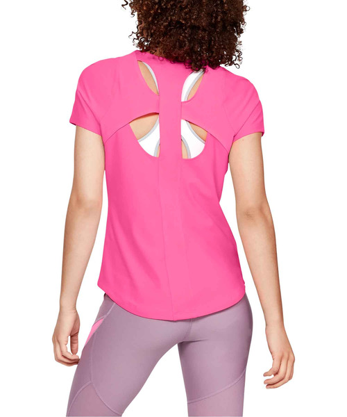 UNDER ARMOUR（アンダーアーマー）の「ウーマンズトレーニングTシャツ / バニッシュショートスリーブ（Tシャツ/カットソー・レディース・ピンク/オフホワイト・SM/LG/MD/XL）」の12枚目の写真