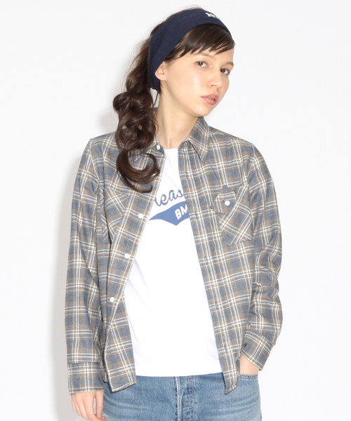 BEAMS BOY（ビームスボーイ）の「◎BEAMS BOY / 薄手ネルチェックシャツ（シャツ/ブラウス・レディース・イエロー/ブルー/レッド/ブラウン・ONE SIZE）」の2枚目の写真