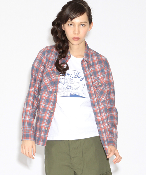 BEAMS BOY（ビームスボーイ）の「◎BEAMS BOY / 薄手ネルチェックシャツ（シャツ/ブラウス・レディース・イエロー/ブルー/レッド/ブラウン・ONE SIZE）」の4枚目の写真