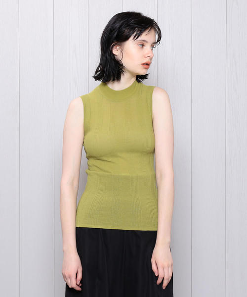 H　BEAUTY&YOUTH UNITED ARROWS（エイチビューティーアンドユースユナイテッドアローズ）の「＜H＞WIDE RIB HIGH NECK NO SLEEVE KNIT/ニット о（ニット/セーター・レディース・ブラック/オリーブ/ターコイズブルー・FREE）」の3枚目の写真
