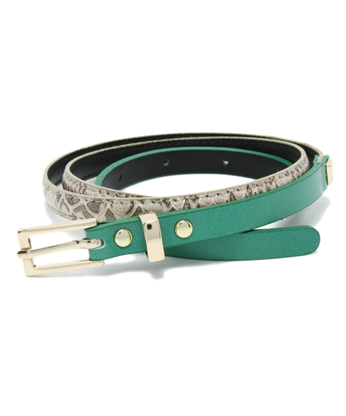 LOUNGEDRESS（ラウンジドレス）の「パイソンコンビベルト（ベルト・レディース・グリーン/イエロー・ﾌﾘ-）」の2枚目の写真