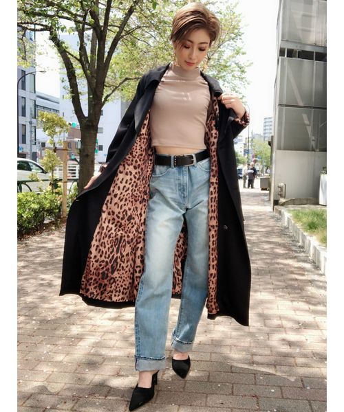 COAT LAB(コートラボ)の「lining leopard2wayオフショルトレンチコート(トレンチコート・レディース・ブラック/ベージュ/レッド・FREE)」の1枚目の写真