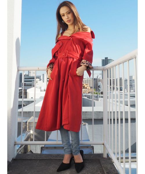 COAT LAB(コートラボ)の「lining leopard2wayオフショルトレンチコート(トレンチコート・レディース・ブラック/ベージュ/レッド・FREE)」の8枚目の写真