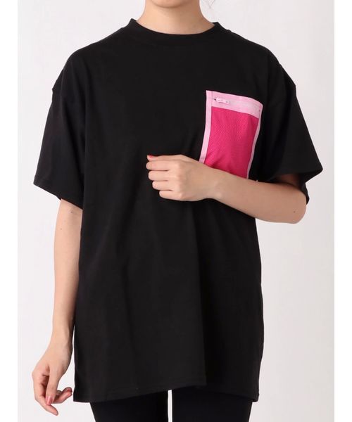 jouetie（ジュエティ）の「メッシュポケットBIG T（Tシャツ/カットソー・レディース・ブラック/オフホワイト/オレンジ・MEDIUM）」の2枚目の写真