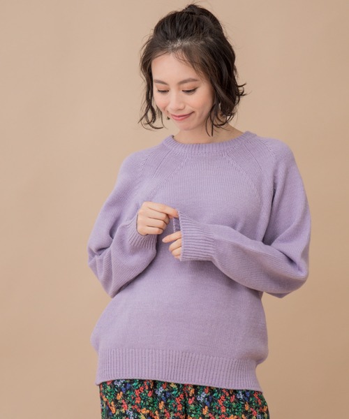 Munich（ミューニック）の「スプリングニット　バックジッププルオーバー（ニット/セーター・レディース・オフホワイト/エメラルド/ラベンダー/クリアイエロー/サーモンピンク・FREE）」の3枚目の写真