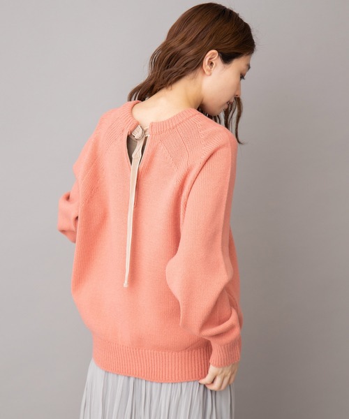 Munich（ミューニック）の「スプリングニット　バックジッププルオーバー（ニット/セーター・レディース・オフホワイト/エメラルド/ラベンダー/クリアイエロー/サーモンピンク・FREE）」の5枚目の写真