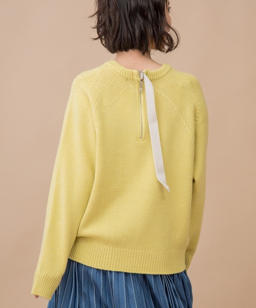 Munich（ミューニック）の「スプリングニット　バックジッププルオーバー（ニット/セーター・レディース・オフホワイト/エメラルド/ラベンダー/クリアイエロー/サーモンピンク・FREE）」の17枚目の写真