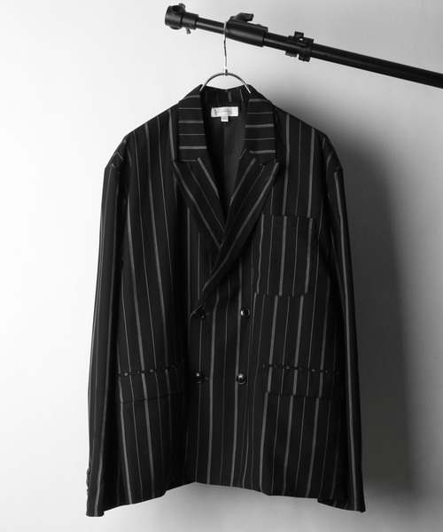 Nilway(ニルウェイ)の「【Nilway】ドレープポリトロダブルテーラードジャケット(テーラードジャケット)」|ブラック系その他