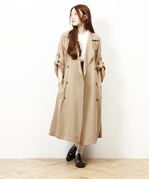 FURFUR（ファーファー）の「オーバーサイズ トレンチコート（トレンチコート・レディース・ネイビー/ベージュ・FREE）」の5枚目の写真