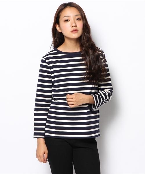 MID by MIDWEST（ミッド バイ ミッドウエスト）の「MID by MIDWEST ９分袖ボーダーカットソー（Tシャツ/カットソー・レディース・ホワイト/ネイビー・FREE）」の14枚目の写真