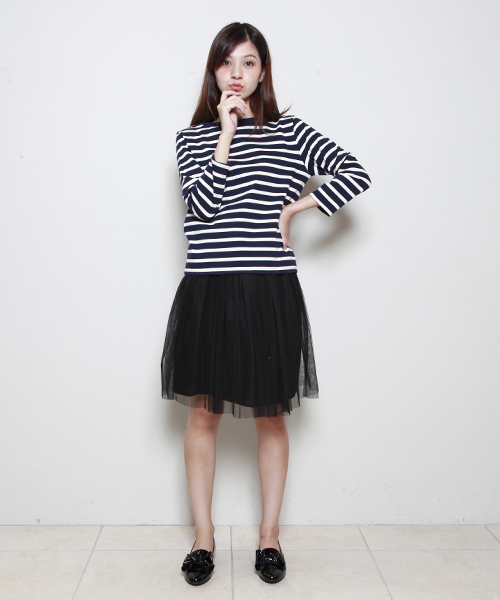 MID by MIDWEST（ミッド バイ ミッドウエスト）の「MID by MIDWEST ９分袖ボーダーカットソー（Tシャツ/カットソー・レディース・ホワイト/ネイビー・FREE）」の10枚目の写真
