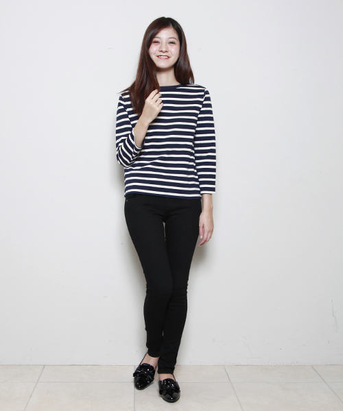 MID by MIDWEST（ミッド バイ ミッドウエスト）の「MID by MIDWEST ９分袖ボーダーカットソー（Tシャツ/カットソー・レディース・ホワイト/ネイビー・FREE）」の9枚目の写真