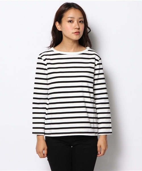 MID by MIDWEST（ミッド バイ ミッドウエスト）の「MID by MIDWEST ９分袖ボーダーカットソー（Tシャツ/カットソー・レディース・ホワイト/ネイビー・FREE）」の8枚目の写真