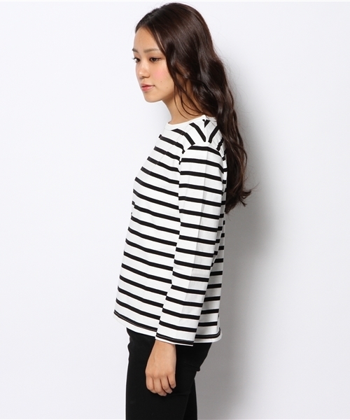 MID by MIDWEST（ミッド バイ ミッドウエスト）の「MID by MIDWEST ９分袖ボーダーカットソー（Tシャツ/カットソー・レディース・ホワイト/ネイビー・FREE）」の7枚目の写真