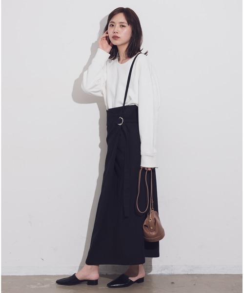 Aunt Marie's（アントマリーズ）の「AUNT MARIE'S コットンツイルラップロングスカート（スカート・レディース・ブラック/ベージュ/ナチュラル・FREE）」の4枚目の写真