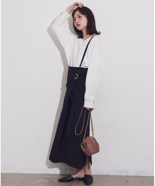 Aunt Marie's（アントマリーズ）の「AUNT MARIE'S コットンツイルラップロングスカート（スカート・レディース・ブラック/ベージュ/ナチュラル・FREE）」の5枚目の写真