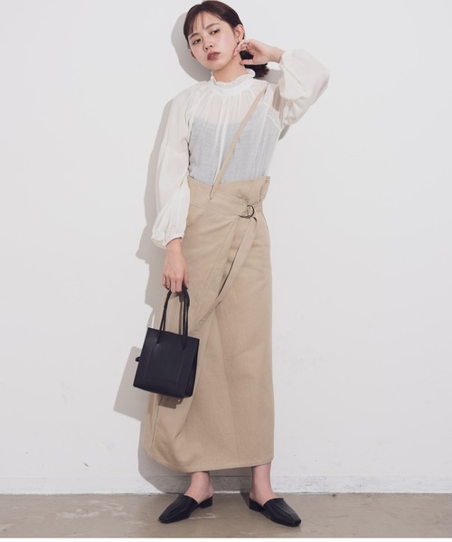 Aunt Marie's（アントマリーズ）の「AUNT MARIE'S コットンツイルラップロングスカート（スカート・レディース・ブラック/ベージュ/ナチュラル・FREE）」の19枚目の写真