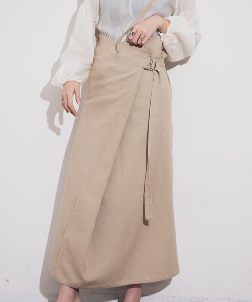 Aunt Marie's（アントマリーズ）の「AUNT MARIE'S コットンツイルラップロングスカート（スカート・レディース・ブラック/ベージュ/ナチュラル・FREE）」の21枚目の写真