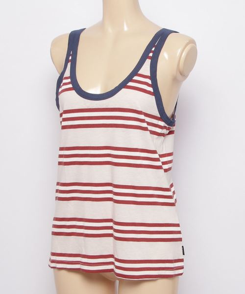 RVCA(ルーカ)の「RVCA レディース FERRIS STRIPED RINGER タンクトップ/ルーカ ノースリーブ ボーダー(タンクトップ・レディース・ナチュラル/ホワイト×ブラック・SMALL/X-SMALL)」の3枚目の写真