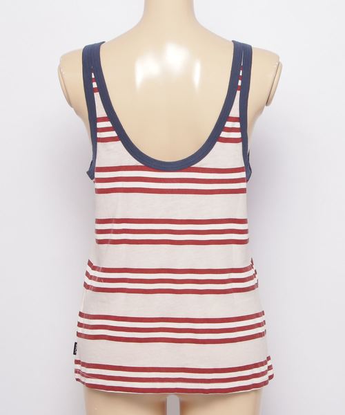 RVCA(ルーカ)の「RVCA レディース FERRIS STRIPED RINGER タンクトップ/ルーカ ノースリーブ ボーダー(タンクトップ・レディース・ナチュラル/ホワイト×ブラック・SMALL/X-SMALL)」の4枚目の写真