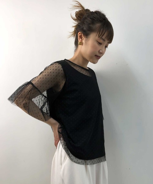 PICCIN（ピッチン）の「袖フレアドットチュールプルオーバー（Tシャツ/カットソー・レディース・ホワイト系その他/ブラック系その他・M）」の11枚目の写真