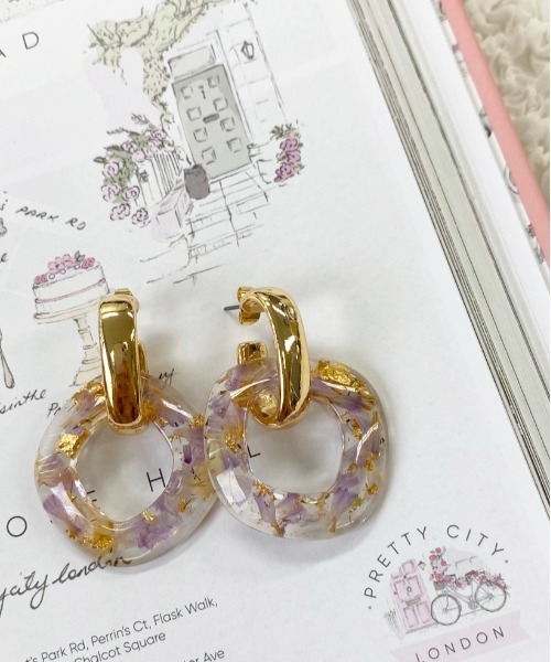 apres jour(アプレジュール)の「【apres jour×ARIAZ】ドライフラワーリングピアス(ピアス(両耳用)・レディース・パープル/ラベンダー/イエロー・FREE)」の3枚目の写真