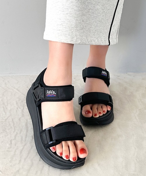 Java(ジャバ)の「《JaVaジャバコラボ》夏 定番!ベルクロ厚底サンダル ストラップあり(サンダル・レディース・ブラック/アイボリー・22.5cm/23.5cm/24.5cm/25.5cm)」の7枚目の写真