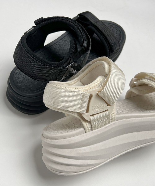 Java(ジャバ)の「《JaVaジャバコラボ》夏 定番!ベルクロ厚底サンダル ストラップあり(サンダル・レディース・ブラック/アイボリー・22.5cm/23.5cm/24.5cm/25.5cm)」の17枚目の写真