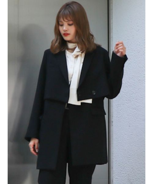 dazzlin（ダズリン）の「コンパクトショートジャケット（テーラードジャケット・レディース・その他1/キャメル/ブラック・FREE）」の2枚目の写真