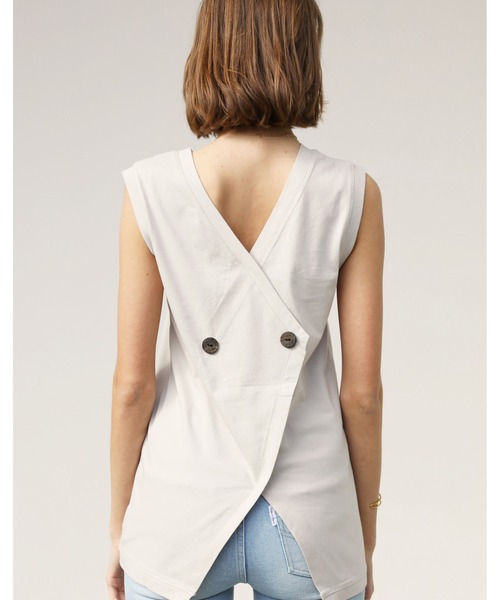 ALEXIA STAM(アリシアスタン)の「Back Crossed Button Tank Top/バッククロスボタンタンクトップ(タンクトップ・レディース・ホワイト/モカ/グレイッシュベージュ/チャコール・FREE)」の16枚目の写真