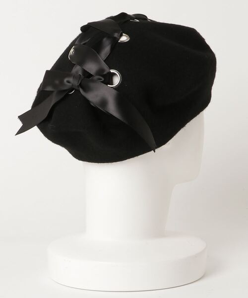 WC（ダブル シー）の「WC/レースアップベレー（ハンチング/ベレー帽・レディース・ブラック・FREE）」の2枚目の写真