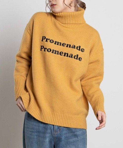 WEGO（ウィゴー）の「WEGO/ロゴシシュウタートルセーター（ニット/セーター・レディース・ホワイト/イエロー・FREE）」の2枚目の写真