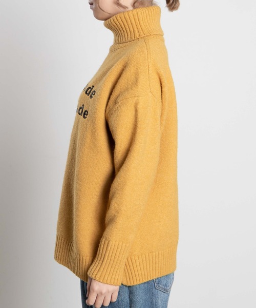 WEGO（ウィゴー）の「WEGO/ロゴシシュウタートルセーター（ニット/セーター・レディース・ホワイト/イエロー・FREE）」の4枚目の写真