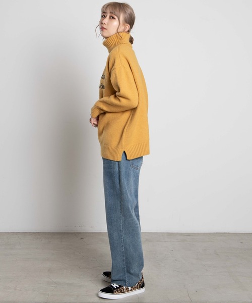 WEGO（ウィゴー）の「WEGO/ロゴシシュウタートルセーター（ニット/セーター・レディース・ホワイト/イエロー・FREE）」の5枚目の写真